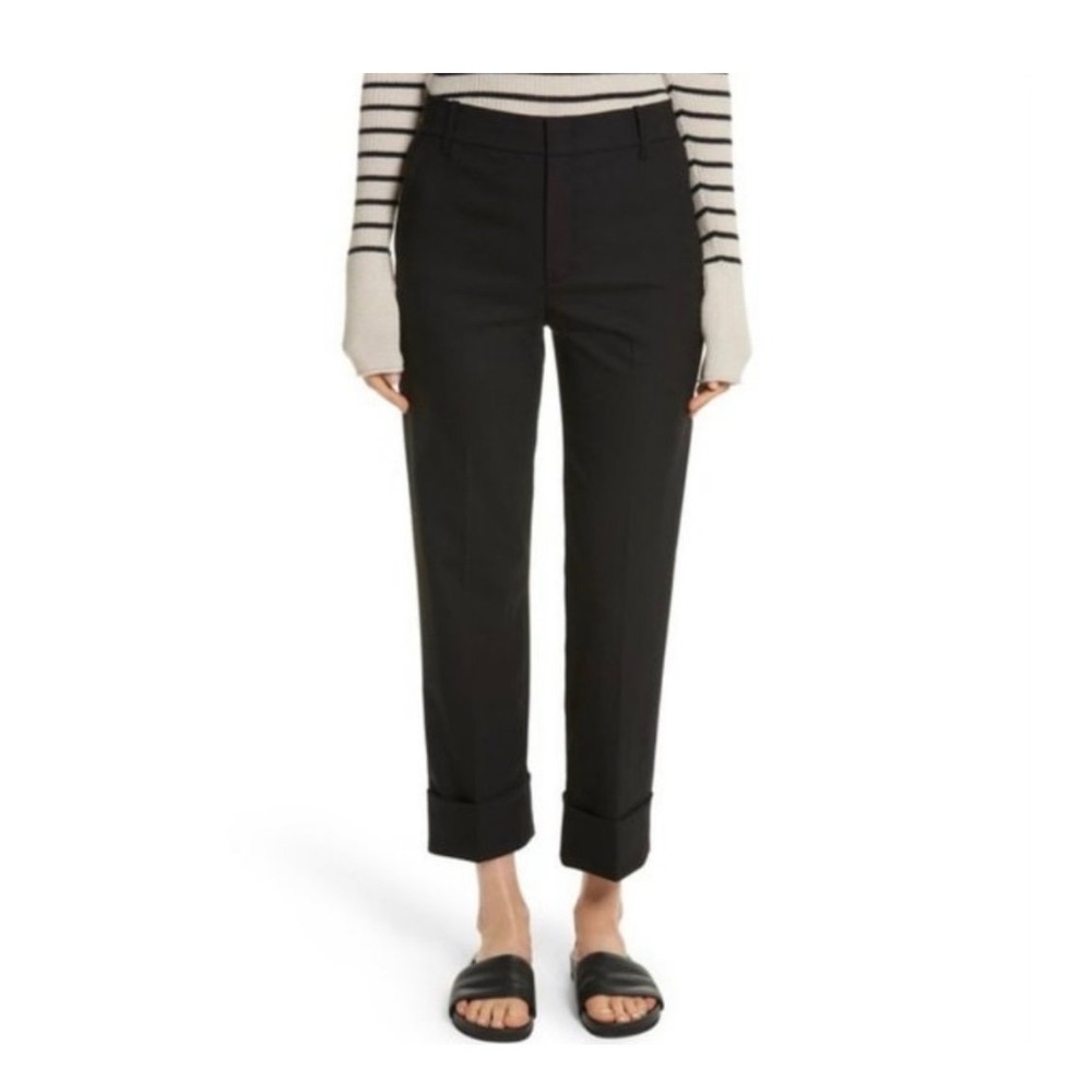 Vince Trousers Women 4 Black Cropped Cuffed Hem Japanese Fabric Minimalist Work